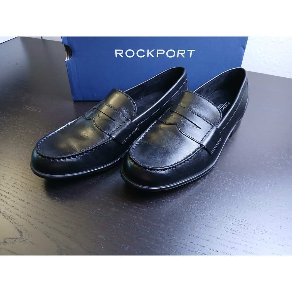 Rockport Mens Classic Loafer Penny Black Leather TruTECH M76443 Size 10.5 M